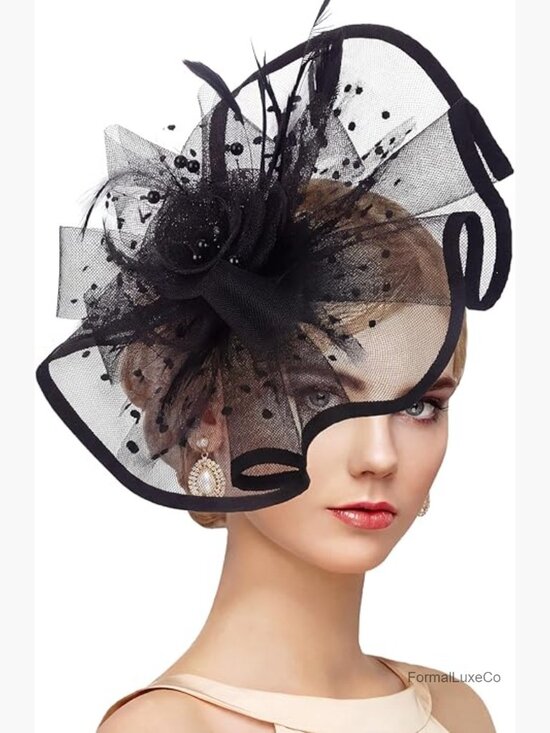 Elegant Feather Mesh Derby Fascinator Hat with Detachable Headband for Parties main image 5